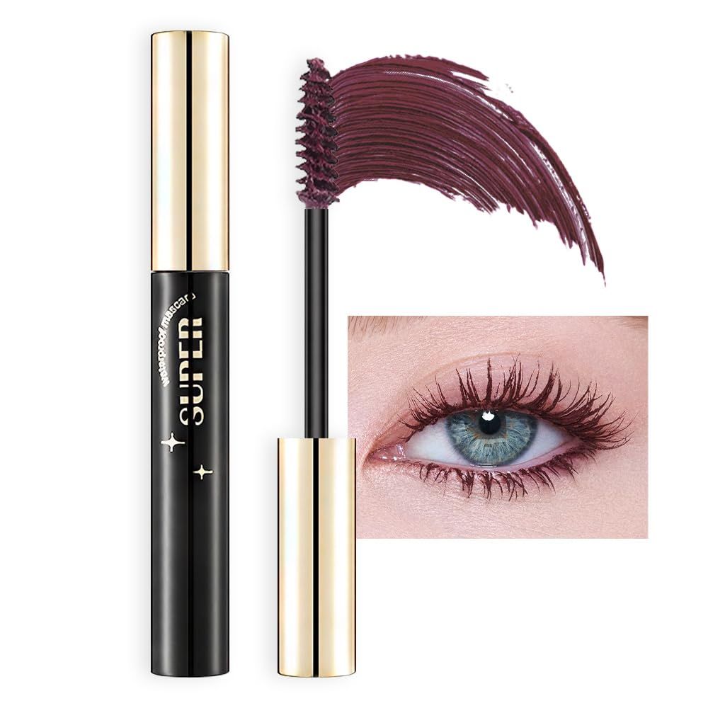 Colored Colorful Waterproof Mascara for Eyelashes Set,Blue White Black Brown Purple Long lasting Charming Voluminous Cruelty Free Vegan Eye Makeup (A-1Pc 10 Red, A)