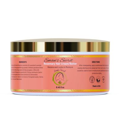 Eman&#39;s Secret Ayurvedic Hair Butter, Luxurious Moisturizing and Nourishing Hair Treatment Infused with Rosemary for Dryness, Frizz Reduction, and Breakage Prevention, (8.45 oz)