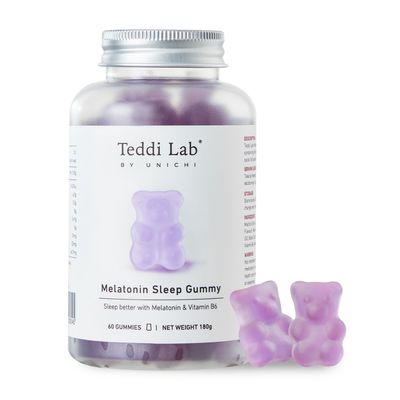 Unichi Melatonin Gummy, Scientifically Formulated with 3mg of Melatonin and 4mg of Vitamin B6 for Enhanced Sleep Quality, 0 Sugar, Gluten-Free, Non-GMO, Great-Tasting Lemon Lavender Flavour, 60 Count