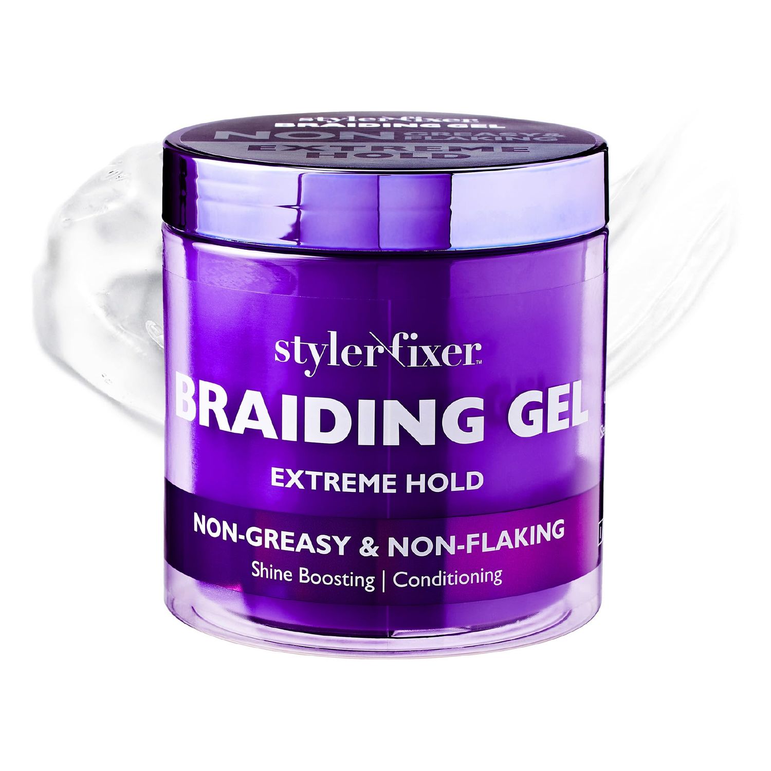Red by Kiss Styler Fixer Braiding Gel Enhanced - Extra Firm Hold, Anti-Flaking, High Shine, Infused with Advanced Botanicals for Strong, Nourished Hair - Strawberry Acai Scent (32oz)
