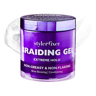 Red by Kiss Styler Fixer Braiding Gel Enhanced - Extra Firm Hold, Anti-Flaking, High Shine, Infused with Advanced Botanicals for Strong, Nourished Hair - Strawberry Acai Scent (32oz)