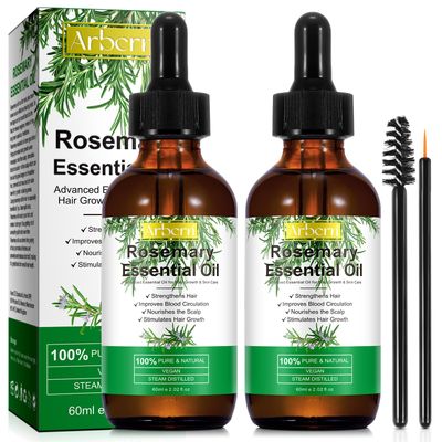 2 Pack Rosemary Oil for Hair Growth Organic,100 Pure Rosemary Essential Oil for Eyebrow and Eyelash Nourishes The Scalp