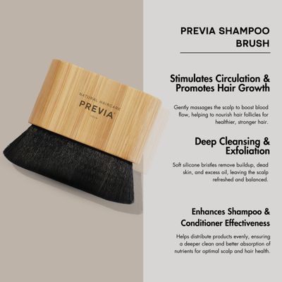 PREVIA Shampoo Brush Scalp Massage Brush for Healthy Hair Growth, Exfoliating Silicone Bristles for All Hair Types, Promotes Circulation Scalp Health