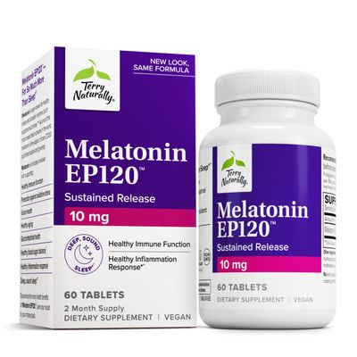 Terry Naturally Melatonin EP 120 10mg - Sleep Support Supplement with Antioxidants - Gluten-Free Supplement for Healthy Sleep - Dietary Supplement to Aid Healthy Aging Immune Health - 60 Tablets