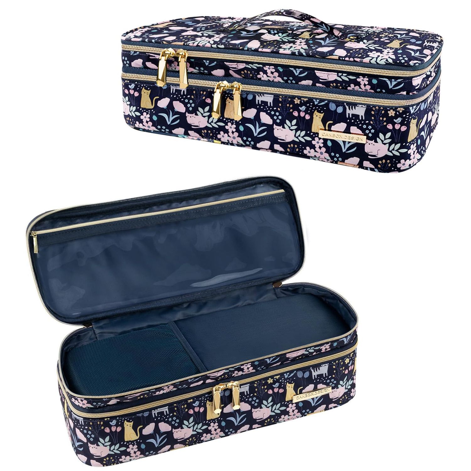 MissBoy Double Layer Travel Case Compatible with Revlon One-Step VolumizerHair DryerHot Air Brush, Dyson Hair Dryer Carrying Case, Shark Flexstyle Storage Organizer Bag (Bag Only)