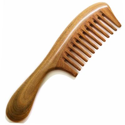 Moreinday Wooden Comb for Women, Wide Tooth Comb for Curly Hair Growth - Green Sandalwood
