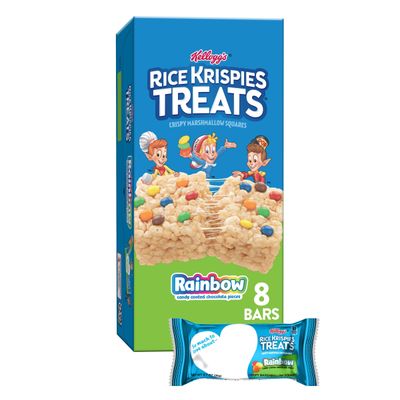 Rice Krispies Treats Marshmallow Snack Bars, Kids Snacks, Lunch Snacks, Rainbow, 5.6oz Box (8 Bars)