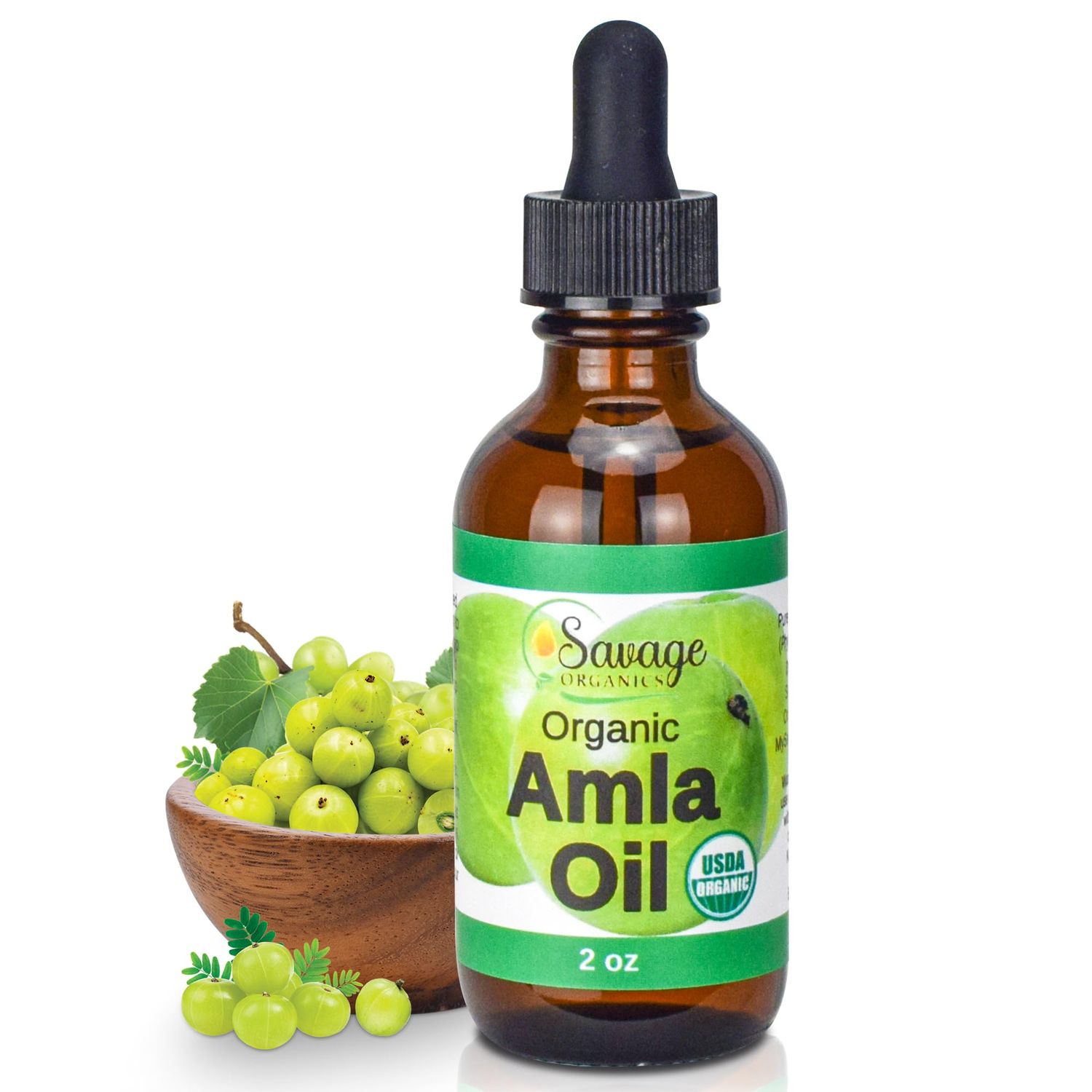 Savage Organics Amla Oil - Certified Organic, Luxurious Nourishing Oil for Hair Growth, Scalp Care Beard - 100 Pure, Premium Quality, Natural Vegan, Promotes Thicker, Fuller, Shinier Locks