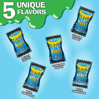 TOXIC WASTE - Hazardously Sour Candy Blue Drum - Blue Lemonade, Cotton Candy, Blutti Frutti, Concord Grape, Umeboshi Flavors - 1.48 oz. Drums - 3 Pack