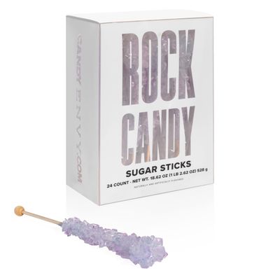 Candy Envy - Iridescent Lavender Rock Candy Sugar Sticks - Tutti Frutti Flavored - 24 Individually Wrapped Party Favors