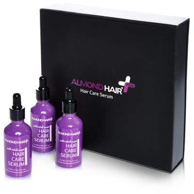 Almond Hair Growth Serum - 3-Pack 50ml Hair Regrowth Treatment for Women - Hair Regrowth Serum for Hair Thinning, Loss, Damaged Hair - Non-Greasy Hair Serum with Natural Henna Extract (3 Pack)