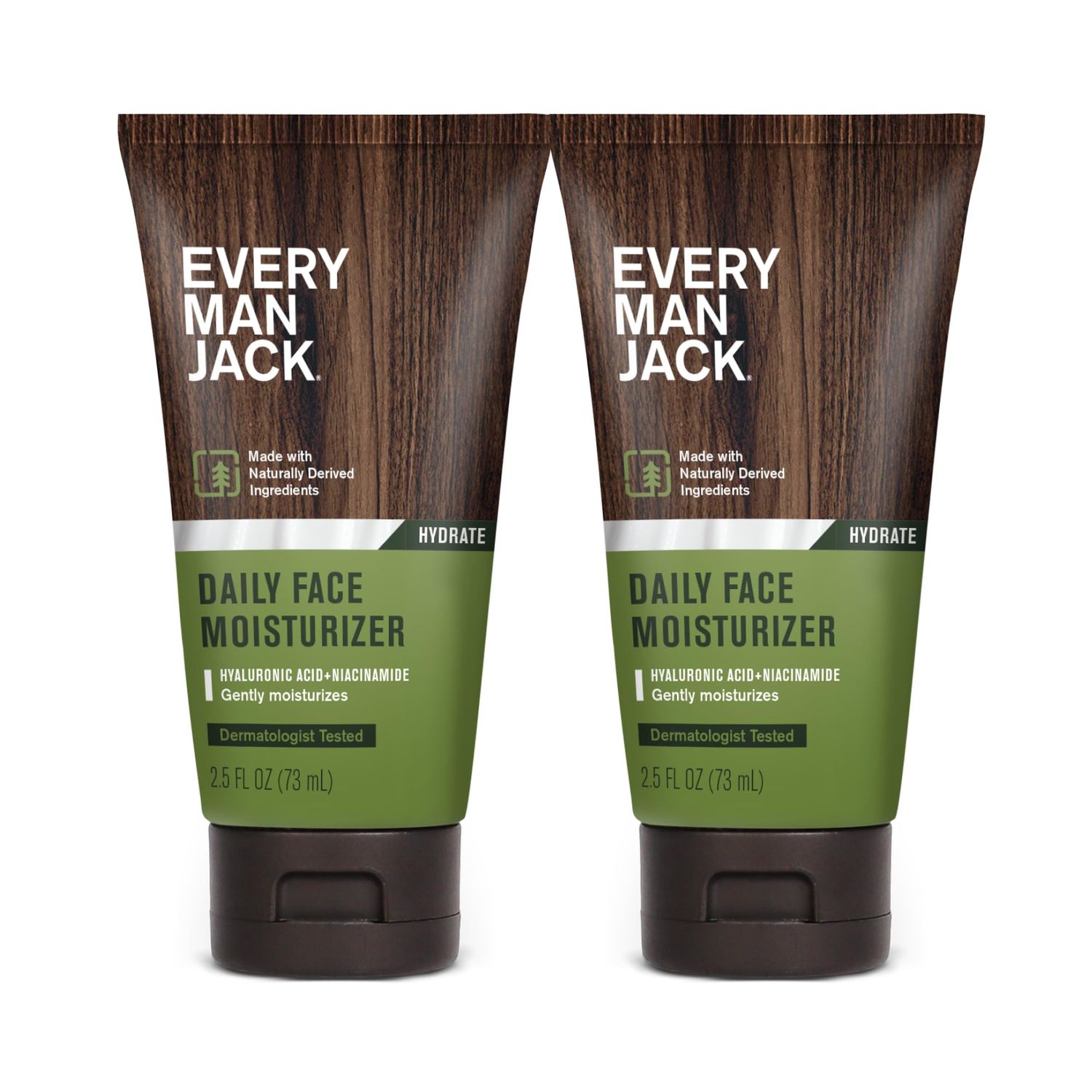 Every Man Jack Daily Face Lotion for Men - Deeply Moisturize and Revive Dry, Tired Skin with Hyaluronic Acid, Aloe Vera and Niacinamide - 2.5 oz Mens Face Lotion (2 Pack)