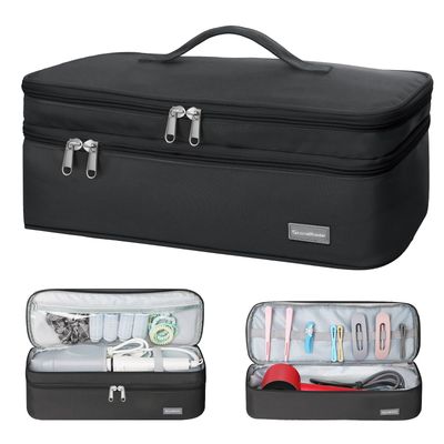 Double-Layer Travel Storage Bag Compatible with Hair Dryer and Attachments, Portable Carrying Case for Hair Dryer BrushVolumizerStylerHot Tools Scandihome Series