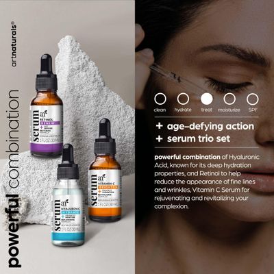 artnaturals Anti-Aging-Set with Vitamin-C Retinol and Hyaluronic-Acid - (3 x 1 Fl Oz 30ml) Serum for Anti Wrinkle and Dark Circle Remover - All Natural and Moisturizing