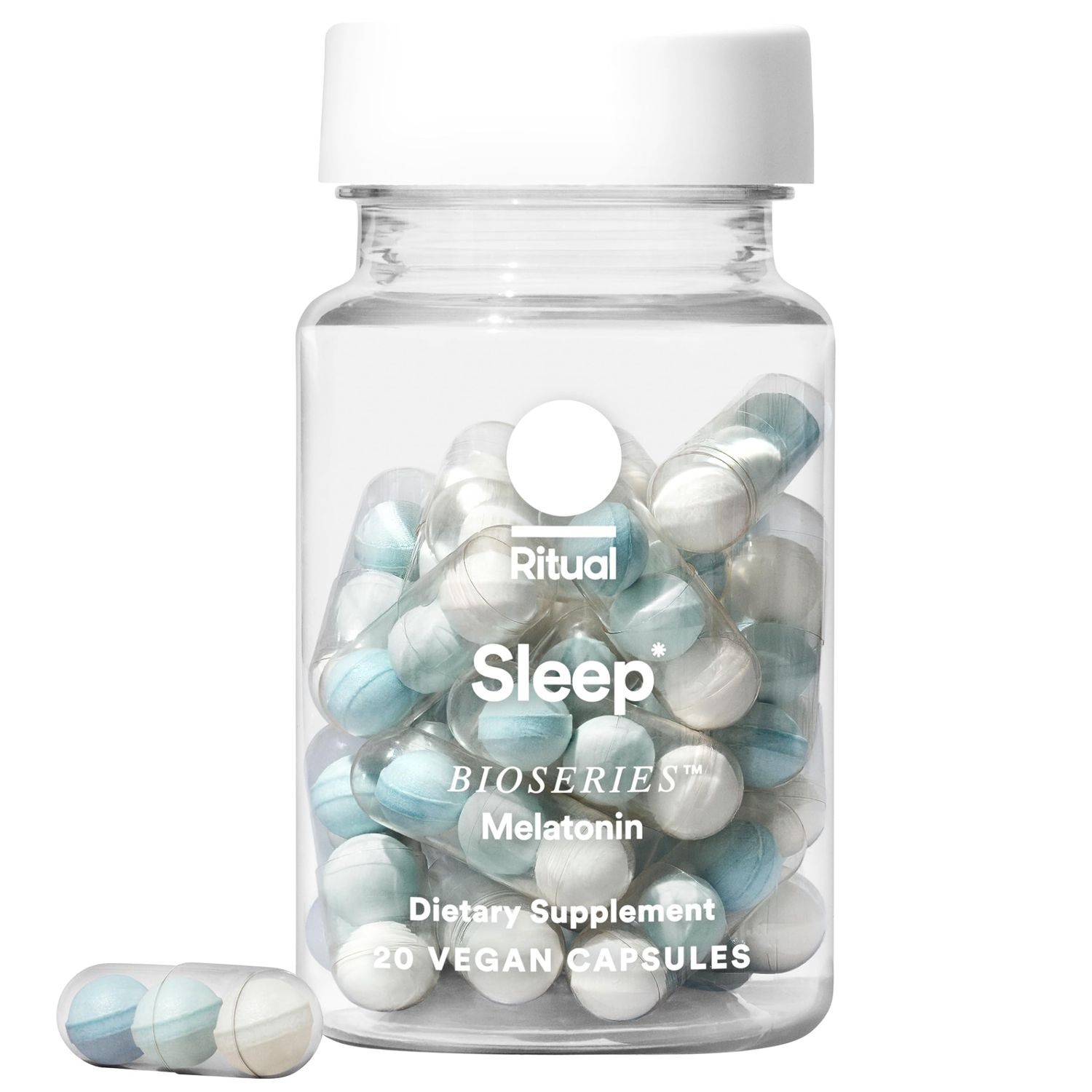 Ritual Sleep BioSeries Melatonin: Sleep Aid for Adults, Sleep Supplement with Time Released Capsules, Vegan Drug Free Sleep Vitamins for All Night Sleep Support, 20 Capsules