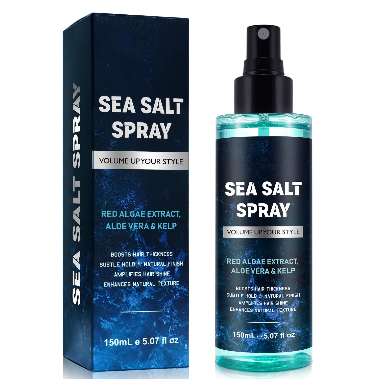 Generic Sea Salt Spray for Hair Women Men - Hair Volume Up - Boost Hair Thickness - Enhance Natural Texture - Red Algae Extract - Aloe Vera Kelp - 5.07 Fl OZ(150ml), Blue