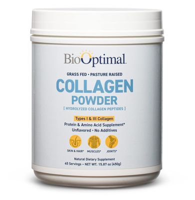 BioOptimal Collagen Peptides Powder - Grass-Fed, Pasture-Raised Hydrolyzed Protein Supplement for Skin, Hair, Nails - Non-GMO, Zero Sugar Daily Supplement for Men Women (45 Servings)