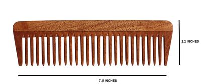 Village Handwork Handcrafted Neem Wooden Comb - for Men and Women Eco-Friendly- Great for Scalp and Hair Health - Wide Toothed Organic Comb (Brown) for detangle curls Father's Day Special
