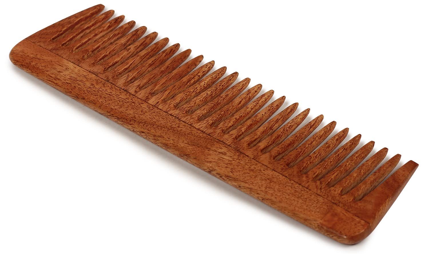 Village Handwork Handcrafted Neem Wooden Comb - for Men and Women Eco-Friendly- Great for Scalp and Hair Health - Wide Toothed Organic Comb (Brown) for detangle curls Father&#39;s Day Special
