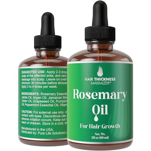 Rosemary Oil for Hair Growth for Men Women - No Harsh Scent or Scalp Burn, Topical Treatment for Hair Loss, Boost Thickness Regrowth with Jojoba, Jamaican Black Castor Peppermint Oil, 2oz