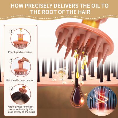 Hair Growth Oil Applicator, Hair Oil Comb for Serums and Oils, Scalp Applicator Comb with Silicone bristles for Scalp Massager Relaxing, Root Comb Applicator for Hair Care and Nourishment (Complexion)