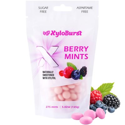 XyloBurst - Xylitol Mints Sugar Free Breath Mint for Oral Health Gluten Free, Vegan, Keto Friendly Aspartame Free Mints Berry 275 Count