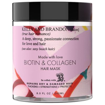 Kelly And Brandon Biotin and Hydrolyzed Collagen Hair Mask for Dry Damaged Hair, Aloe Vera, Avocado Oil, Vitamin E Oil 8oz