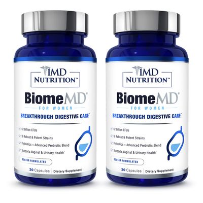 1MD Nutrition BiomeMD Probiotics for Women - 62 Billion CFUs, 16 Strains with Prebiotics Supports Vaginal Urinary Health - Doctor-Formulated 30 Capsules (2-Pack)