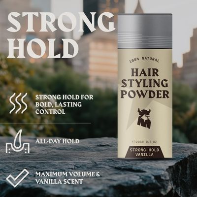 Striking Viking Hair Styling Powder for Men - 0.7 Oz, Strong Hold, Vanilla Scented - Hair Texture Powder Volumizer for Men Women - All-Day Hold for Bold, Lasting Control