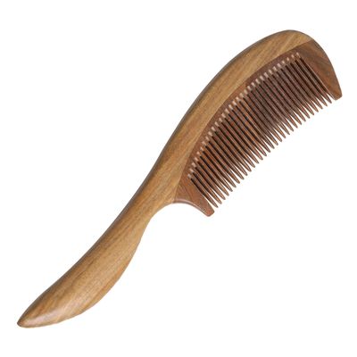 Generic Handmade Natural Green Sandalwood Hair Combs Anti-Static Sandalwood Scent Natural Hair Wooden Comb with Storage Bag Portable Travel for Massaging Scalp Women Men Kids, Brown