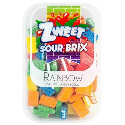 Zweet Sour Brix Rainbow Candy, Sour Rainbow Brix, Licorice Bricks - Sour Licorice, Sour Kosher Candy, Halal Candy 10 Ounces Each