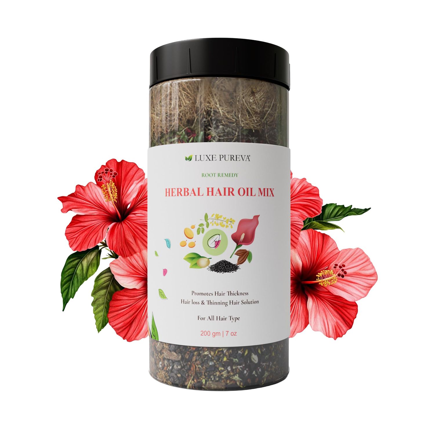 LuxePureva Herbal Hair Oil Mix Herbs For Hair Growth 19 Vital Herbs For Long, Thick, And Lustrous Hair Hair Care Product For Women And Men DIY Oil Infusion DOES NOT INCLUDE OIL