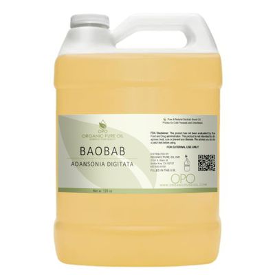 OPO Baobab Oil - Pure, Cold Pressed, Unrefined, Vegan, Non GMO, Carrier Oil for Hair, Skin, Face, Body Pain Nourishing Natural Moisturizer Hydration Growth Conditioner 128 oz