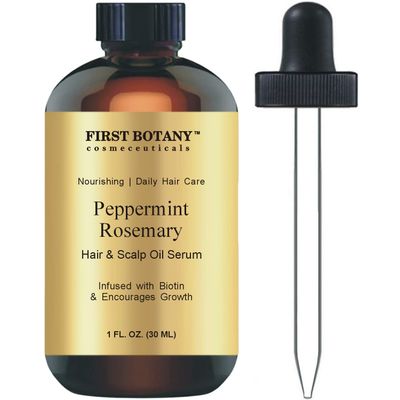 First Botany, Peppermint Rosemary Oil Encourages Hair Growth, Scalp Hair Strengthening Serum With Biotin, Nourishing Treatment for Split Ends, Dry Scalp, Safe for All Hair Types, 1 fl oz
