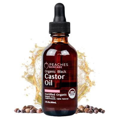 Organic Cold-Pressed Castor Oil - Hexane-Free, Vegan Formula with Omega-9, Omega-6, and Vitamin E - Hydrating Oil for Skin and Hair - Black Castor Oil (2 fl. oz)