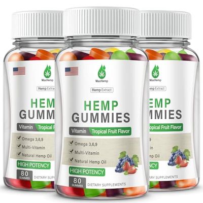 Hemp Gummies 3 Packs for Pain, Sleep, Anxiety - 100 Natural Organic Hemp Gummy Extra Strength High Potency with Pure Hemp Oil Extract Vegan Edible Bear Candy