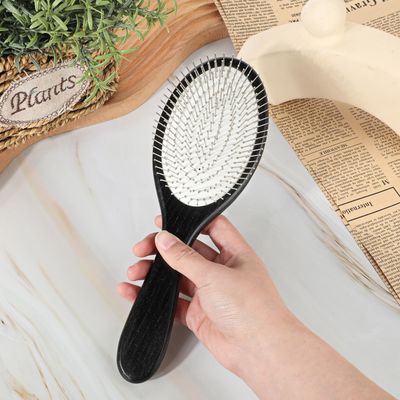 Stainless Steel Metal Hair Brush Wire Cushion Paddle Detangler for Women and Men - Wig Anti Static Brush for Synthetic Wet Hair, Supports Hair Growth and Scalp Massage