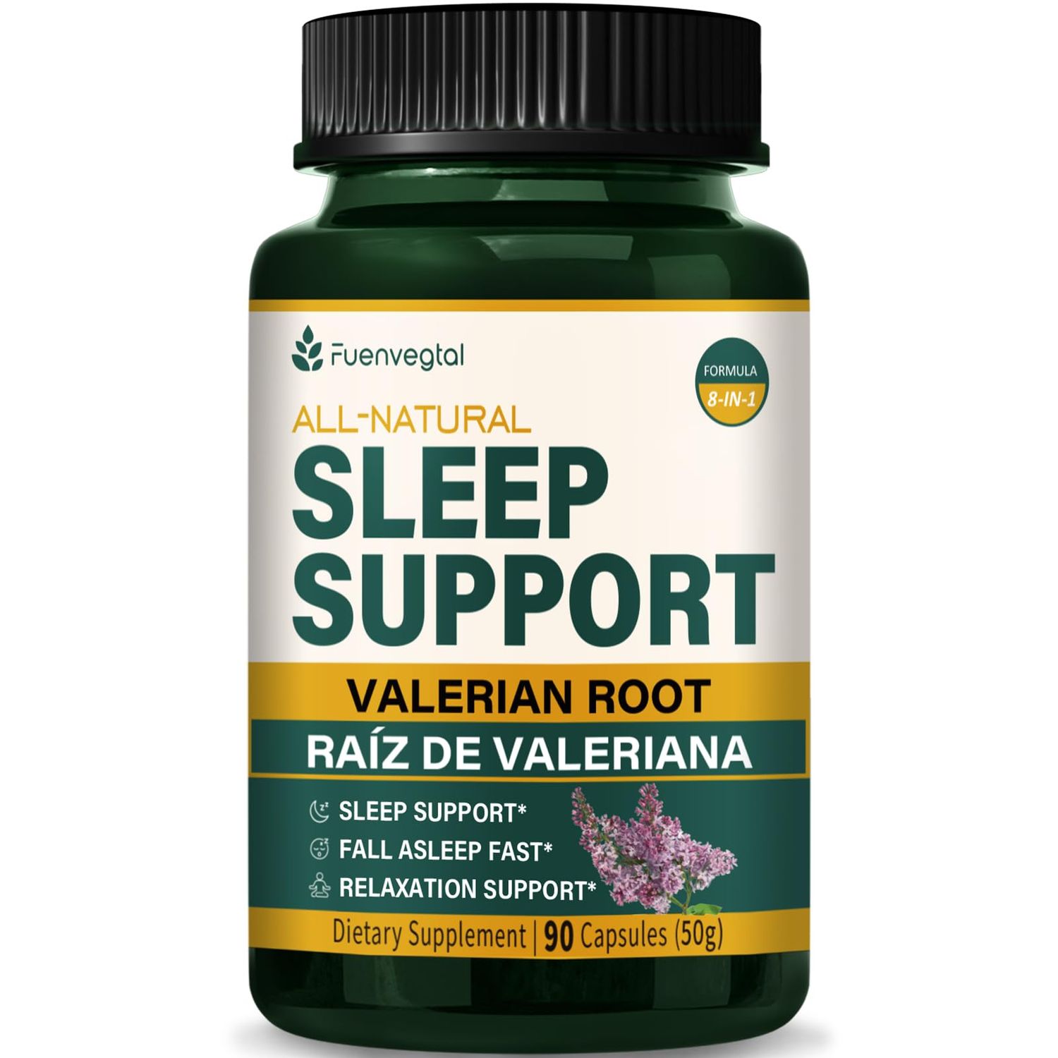Valerian Root Extract Sleep Support Capsules, Passion Flower Supplement for Better Sleep, Fall Asleep Fast Relaxation. Pastillas de Valeriana y Pasiflora para Dormir Profundamente. 90 Count