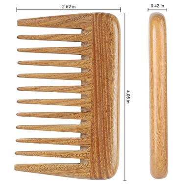 Onedor Handmade 100 Natural Green Sandalwood Hair Combs -Anti-Static Sandalwood Scent Natural Hair Detangler Wooden Comb (Extra Wide Tooth Mini Pocket Comb)