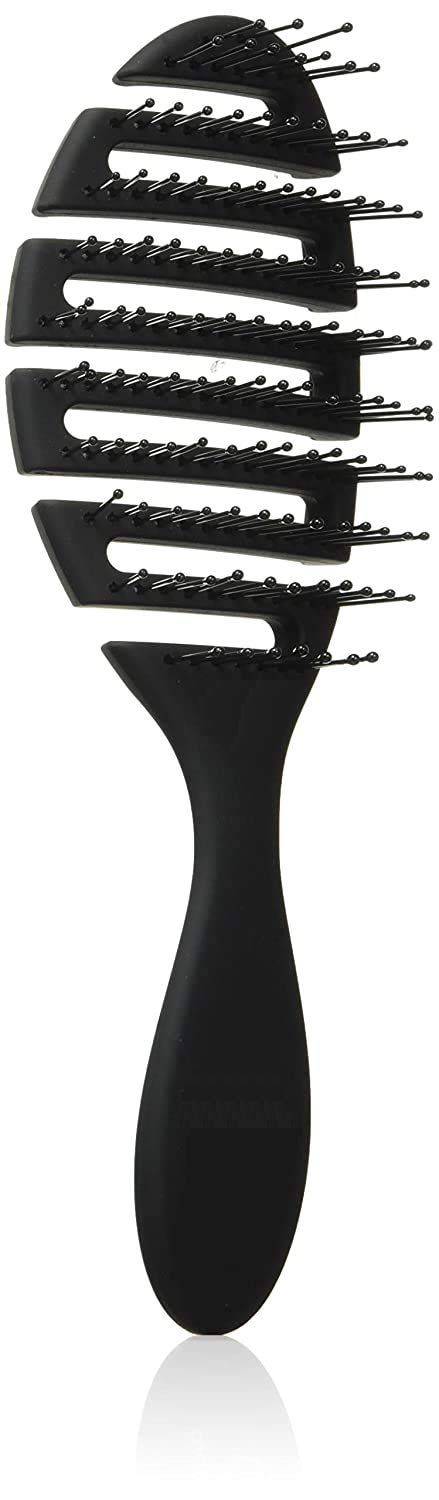 Speed Dry Hair Brush Soft Bristles Flexible Curved and Vented Hair Detangler Brush for Women, Men, Kids - Professional Hair Volumizer Brushes (Black)