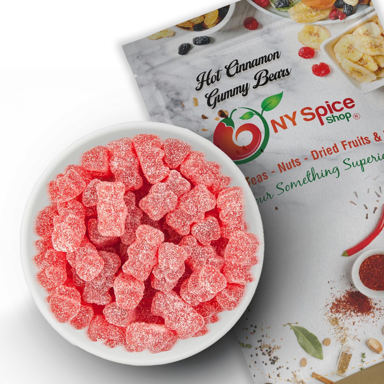 NY Spice Shop Cinnamon Bears - 8 Ounce Sweet and Spicy Cinnamon Gummy Bears - Tasty Cinnamon Bears Candy - Fruit Juice Hot Gummy Bear - Cinnamon Gummies - Chewy Cinnamon Bear Candy for all