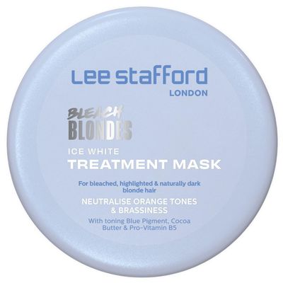 Lee Stafford Blue Toning Hair Mask Bleach Blonde Ice White Collection - Best Conditioning Mask, Corrects Brassy Orange Tones, Great for Dark, Highlighted, Cool Hair, 6.7 Fl Oz