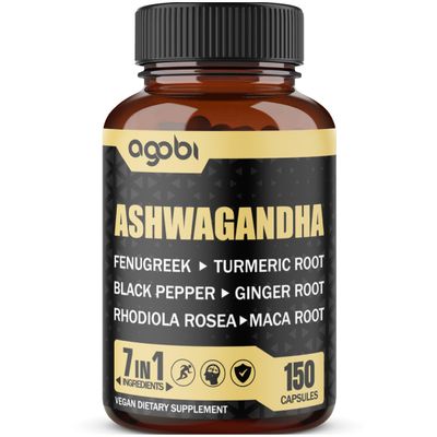 Ashwagandha Extract Capsules 7 Herbal Ingredients 8050 mg - Blended Fenugreek, Maca, Turmeric, Rhodiola, Ginger Black Pepper - Sleep, Spirit, Immune Energy Support - 5-Month Supply
