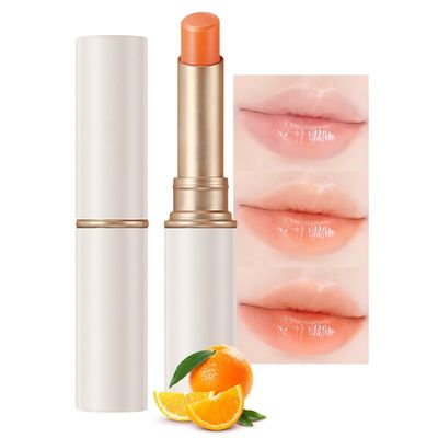 Kaely 1Pcs Tinted Lip Balm, Korean Lip Tint Stain Long Lasting Waterproof Lipstick Makeup, 02 Orange