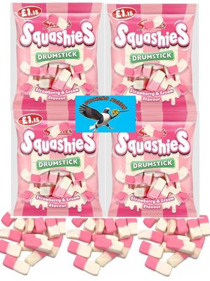 Swizzels Squashies Drumstick Strawberry Cream Flavor Gummy Candy 17oz Total - Includes PITCHING PIGEON Brand Magnet
