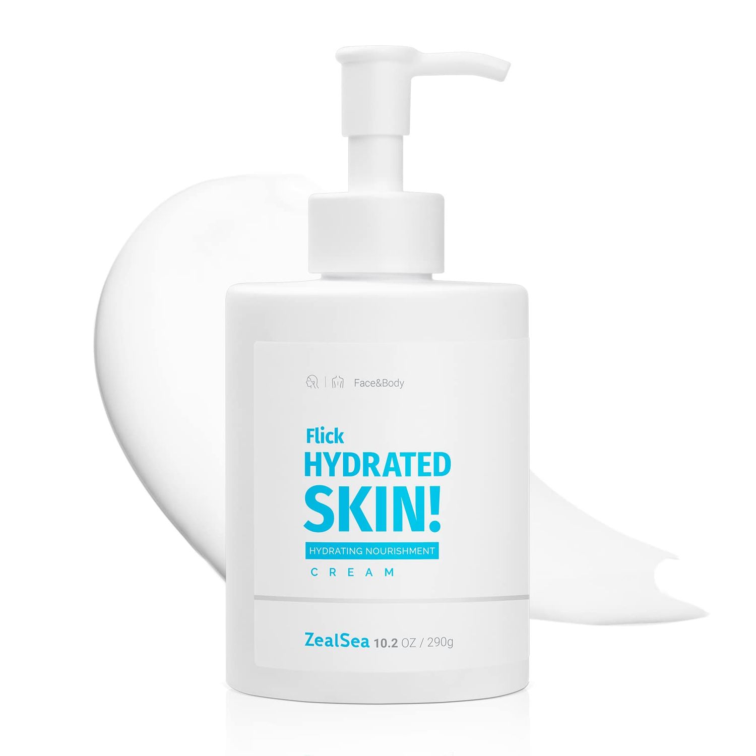 ZealSea Face Moisturiser Lotion with Hyaluronic Acid Ceramide Aloe Vera, Hydration Moisturiser for Normal To Dry Sensitive Skin, Facial and Body Hydrating Moisturizing Cream - 290 ml