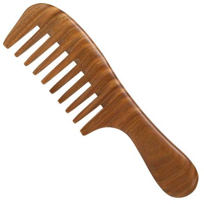 Moreinday Wooden Comb for Women Men, Wide Tooth Comb for Curly Hair Growth - Green Sandalwood