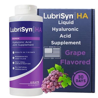LubriSynHA Joint Supplement, Grape Flavor, 11.5oz - All-Natural, High-Molecular Weight Hyaluronic Acid - Joint Support for Women Men - Promotes Healthy Joint Function, Made in USA, 100 Vegan