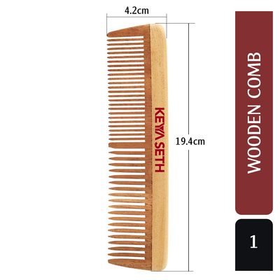 Keya Seth Aromatherapy, Organic Neem Wooden Comb II Massages Scalp, Stimulates Hair Growth, Removes Dandruff Pack of 2