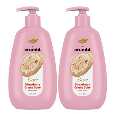 Dove X Crumbl Moisturizing Liquid Hand Wash Strawberry Crumb Cake 2-pack, of 12 oz Hand Wash with Pump Limited Edition (Strawberry Crumb Cake)